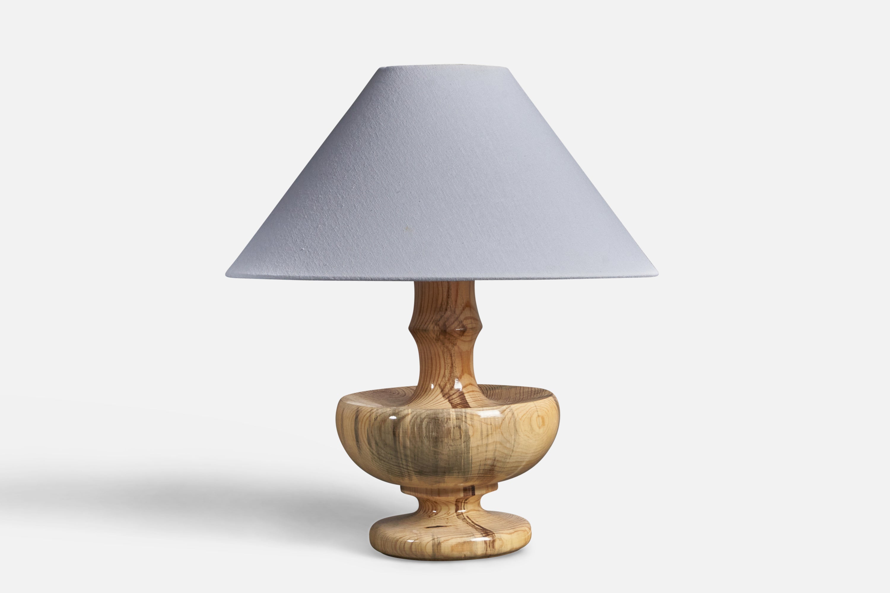 Swedish Designer, Organic Table Lamp, Solid Pine, Sweden, 1970s