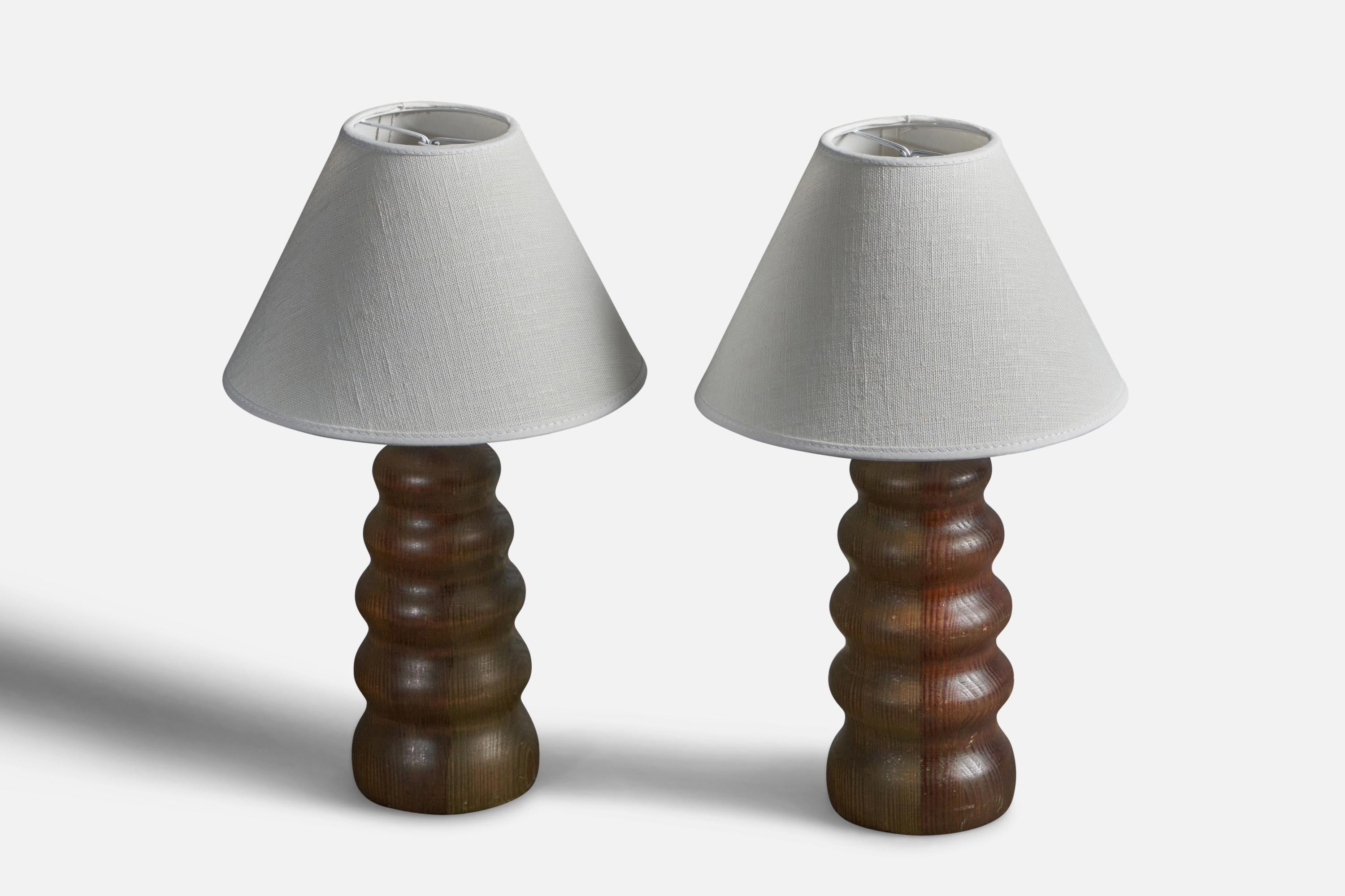 Post-Modern Swedish Designer, Organic Table Lamps, Pine, Sweden, 1970s For Sale