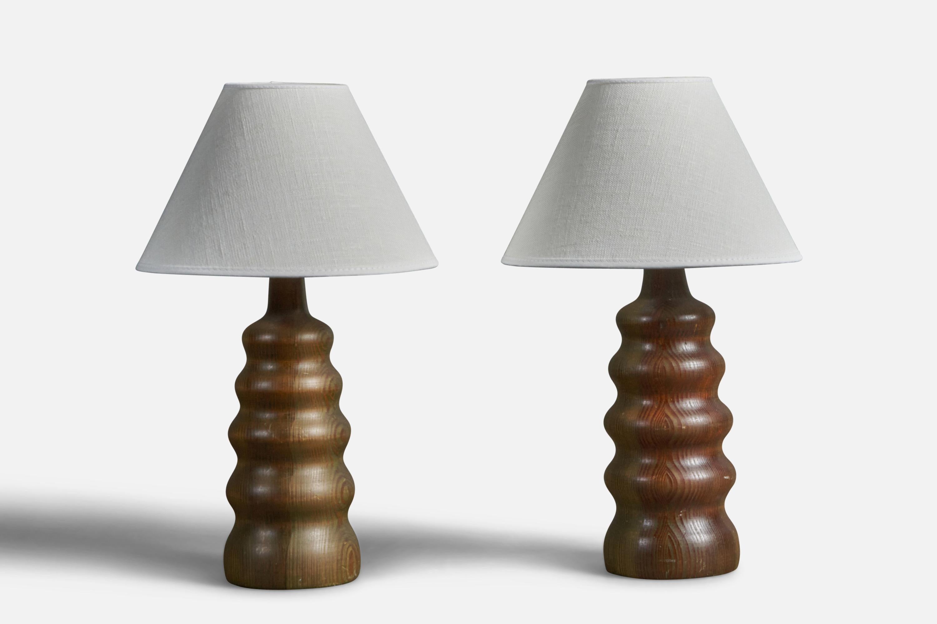 Late 20th Century Swedish Designer, Organic Table Lamps, Pine, Sweden, 1970s For Sale