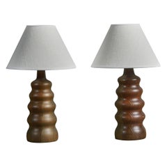 Swedish Designer, Organic Table Lamps, Pine, Sweden, 1970s