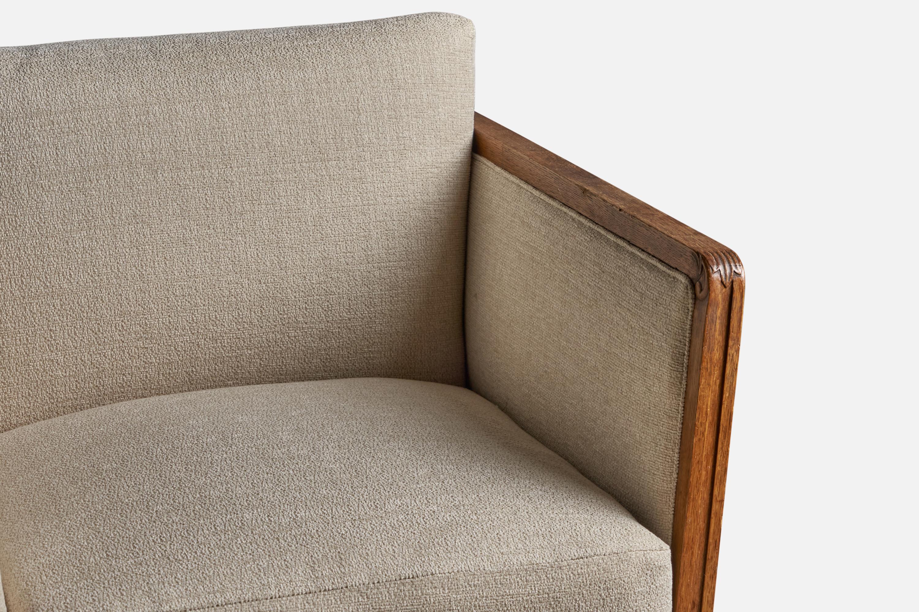 Mid-20th Century Swedish Designer, Pair of Lounge Chairs, Fabric, Oak, Sweden, 1930s
