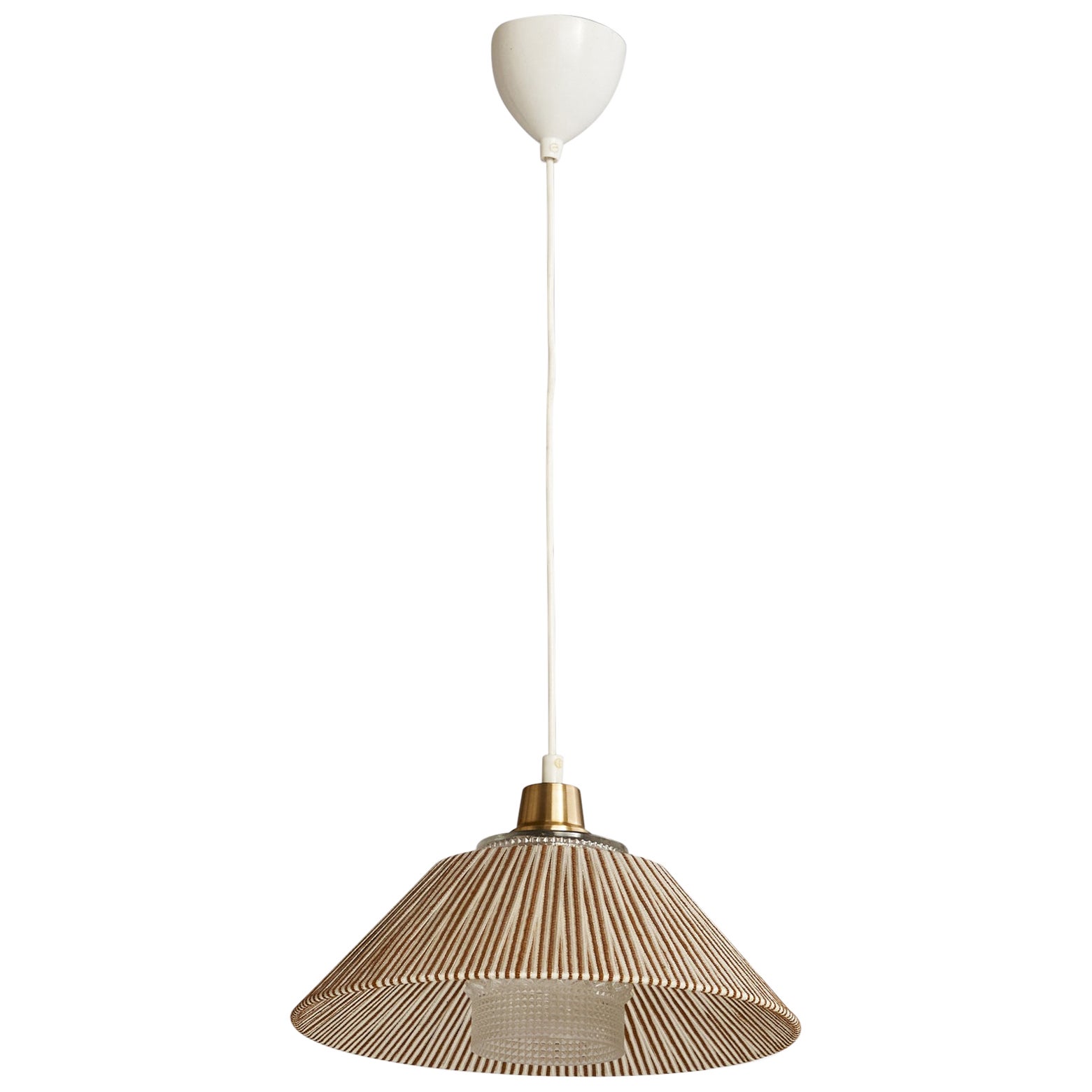 Ciondolo di design svedese, ottone, vetro, tessuto, Svezia, anni '50