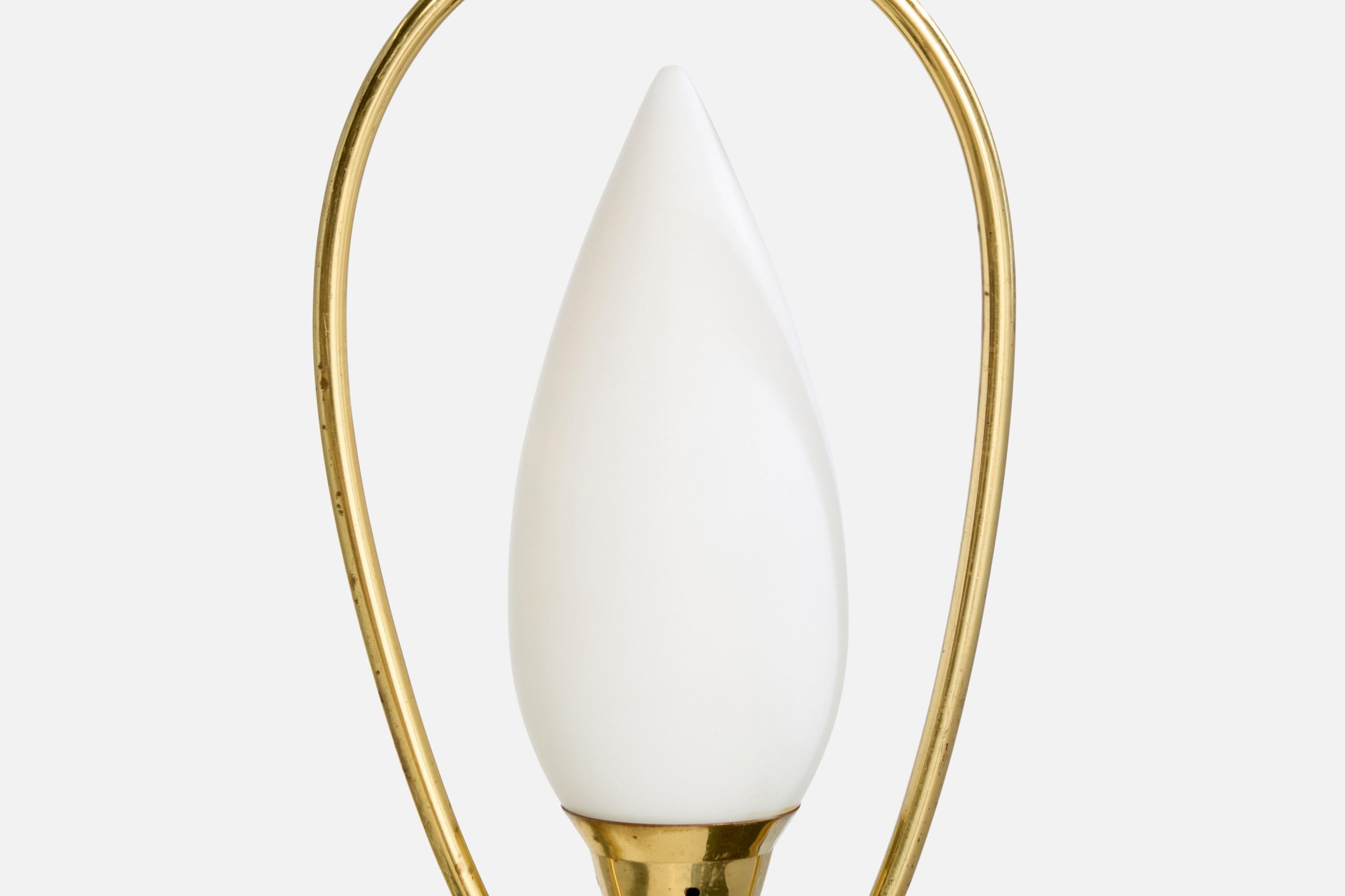 Swedish Designer, Pendant, Brass, Glass, Sweden, 1950s For Sale 2