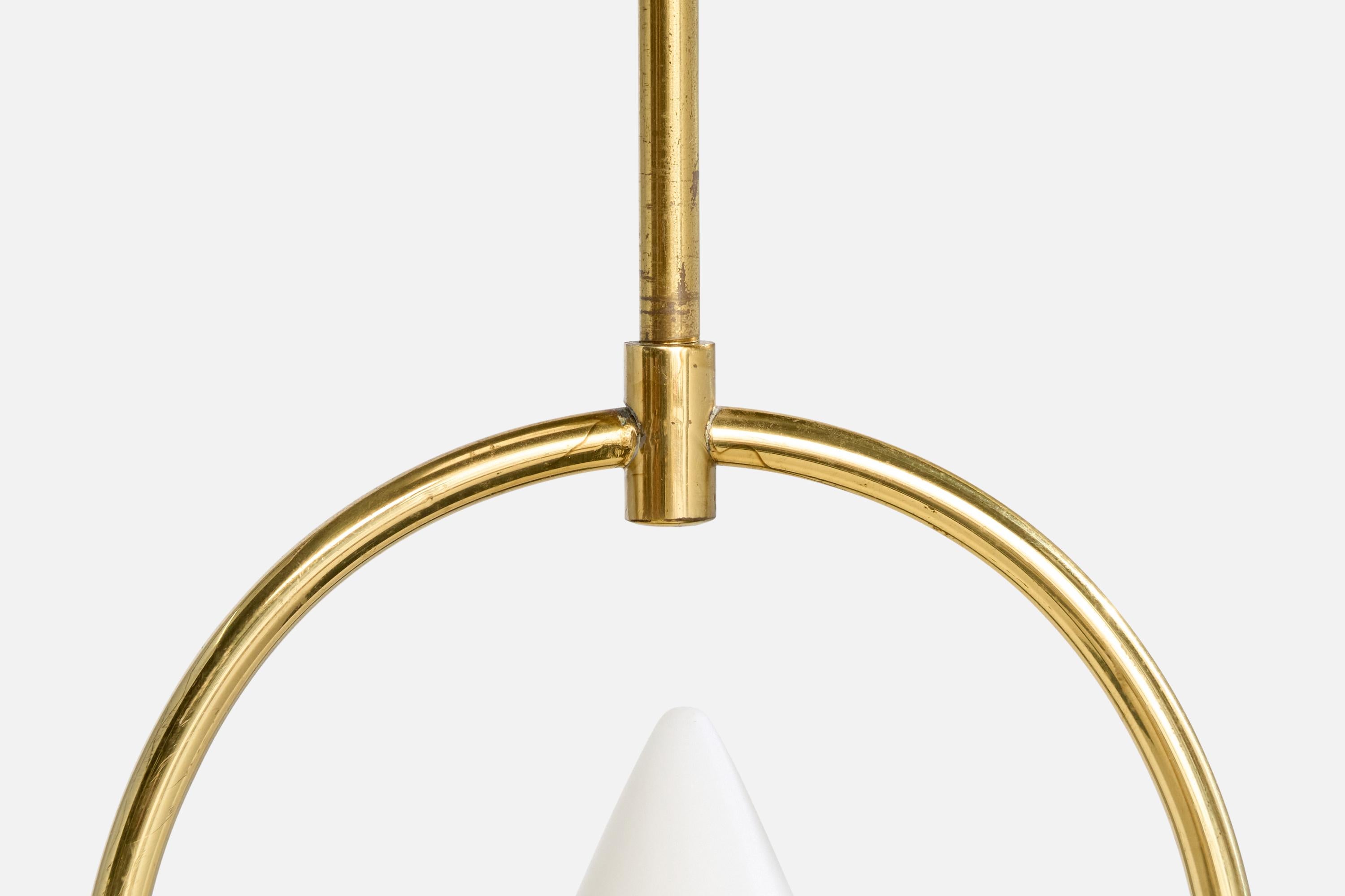 Swedish Designer, Pendant, Brass, Glass, Sweden, 1950s For Sale 3