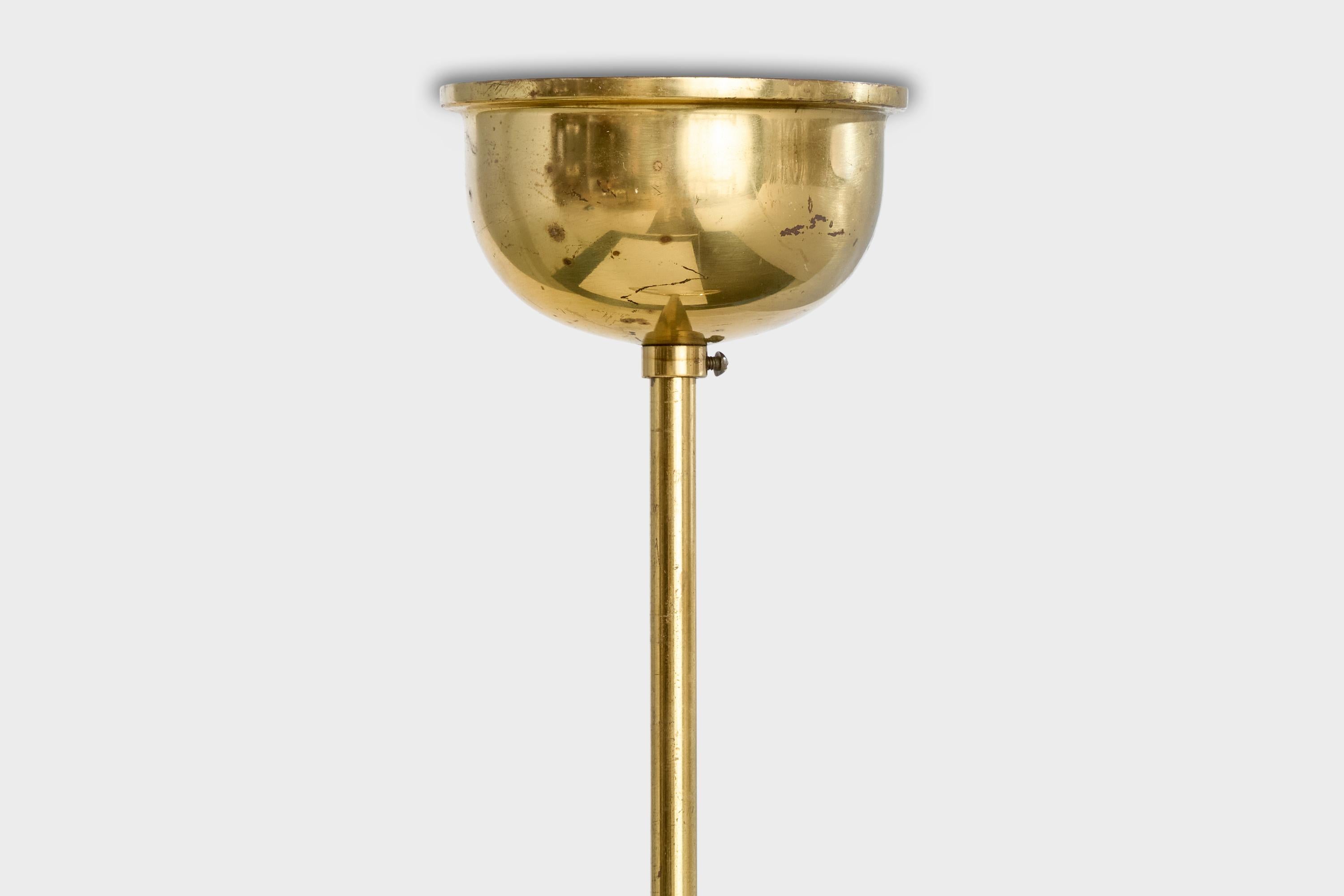 Swedish Designer, Pendant, Brass, Glass, Sweden, 1950s For Sale 4
