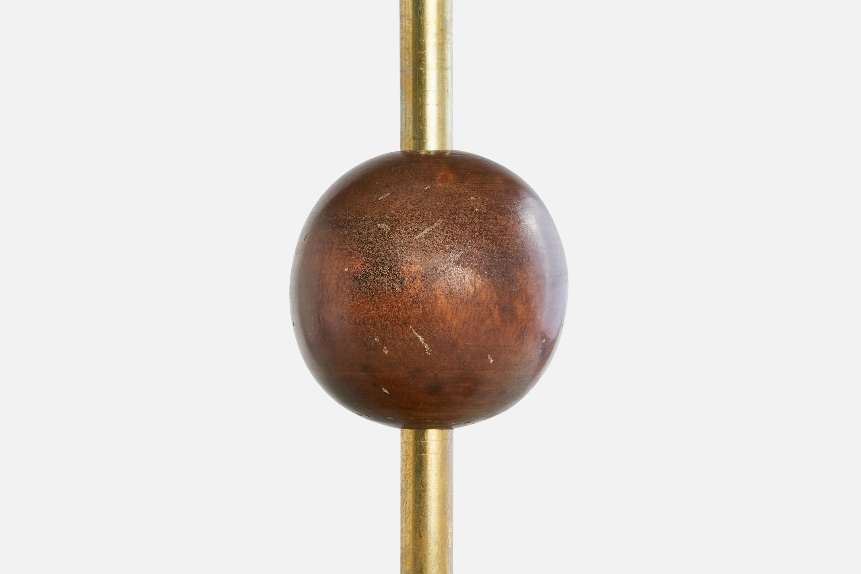 Swedish Designer, Pendant, Brass, Wood, Glass, Sweden, 1930s For Sale 5