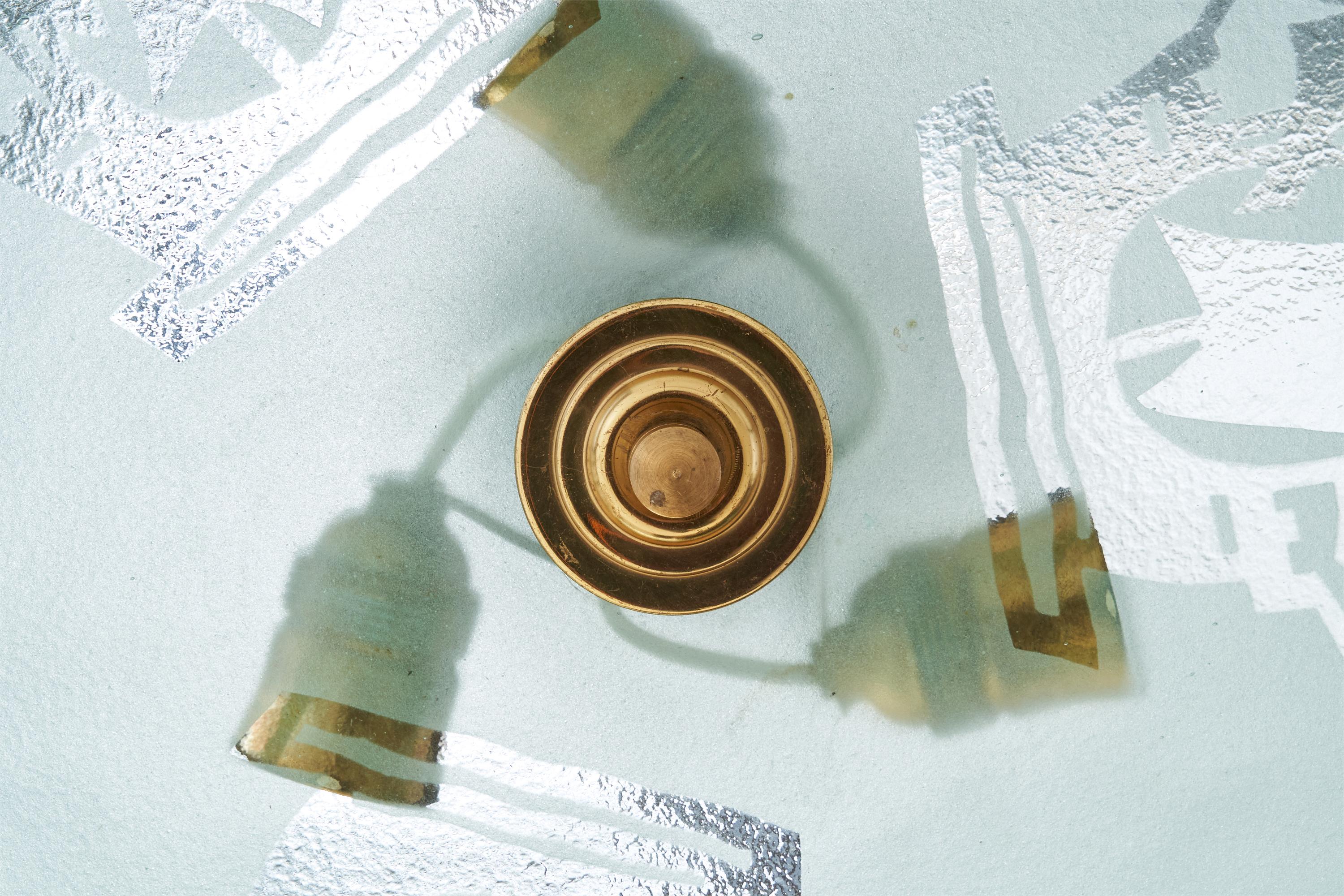 Swedish Designer, Pendant, Brass, Wood, Glass, Sweden, 1930s For Sale 3