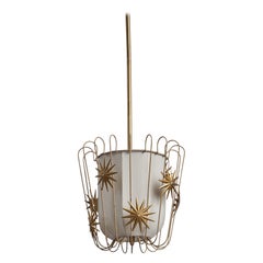 Swedish Designer, Pendant, Fabric, Metal, Brass, Sweden, 1930s