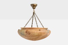 Swedish Designer, Pendant Light, Alabaster, Brass, Sweden, 1940s