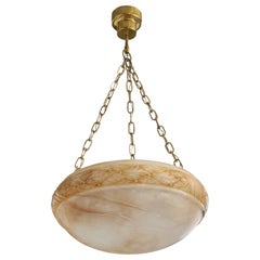 Designer svedese, lampada a sospensione, alabastro, ottone, Svezia, anni '1940