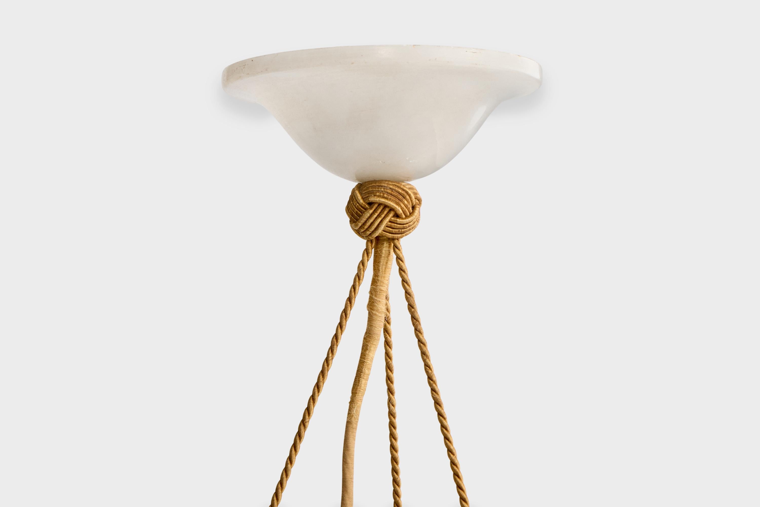 Designer svedese, lampada a sospensione, alabastro, tessuto, Svezia, anni '1920 in vendita 4