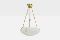 Diseñador sueco, lámpara colgante, alabastro, cuerda, latón, Suecia, años 1940