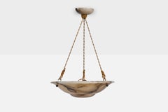 Swedish Designer, Pendant Light, Alabaster, Rope, Sweden, 1930s