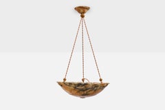 Swedish Designer, Pendant Light, Alabaster, Rope, Sweden, 1930s