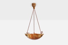 Swedish Designer, Pendant Light, Alabaster, Rope, Sweden, 1930s