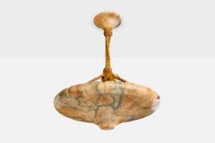 Swedish Designer, Pendant Light, Alabaster, Rope, Sweden, 1930s
