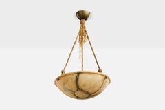 Swedish Designer, Pendant Light, Alabaster, Rope, Sweden, 1930s