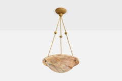 Swedish Designer, Pendant Light, Alabaster, Rope, Sweden, 1930s