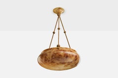 Swedish Designer, Pendant Light, Alabaster, Rope, Sweden, 1930s