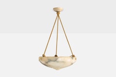 Swedish Designer, Pendant Light, Alabaster, Rope, Sweden, 1930s