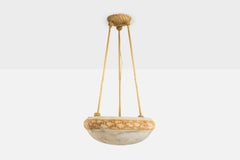 Swedish Designer, Pendant Light, Alabaster, Rope, Sweden, 1930s