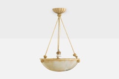 Swedish Designer, Pendant Light, Alabaster, Rope, Sweden, 1930s