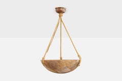 Swedish Designer, Pendant Light, Alabaster, Rope, Sweden, 1930s