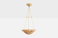 Swedish Designer, Pendant Light, Alabaster, Rope, Sweden, 1930s