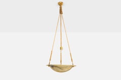 Swedish Designer, Pendant Light, Alabaster, Rope, Sweden, 1930s