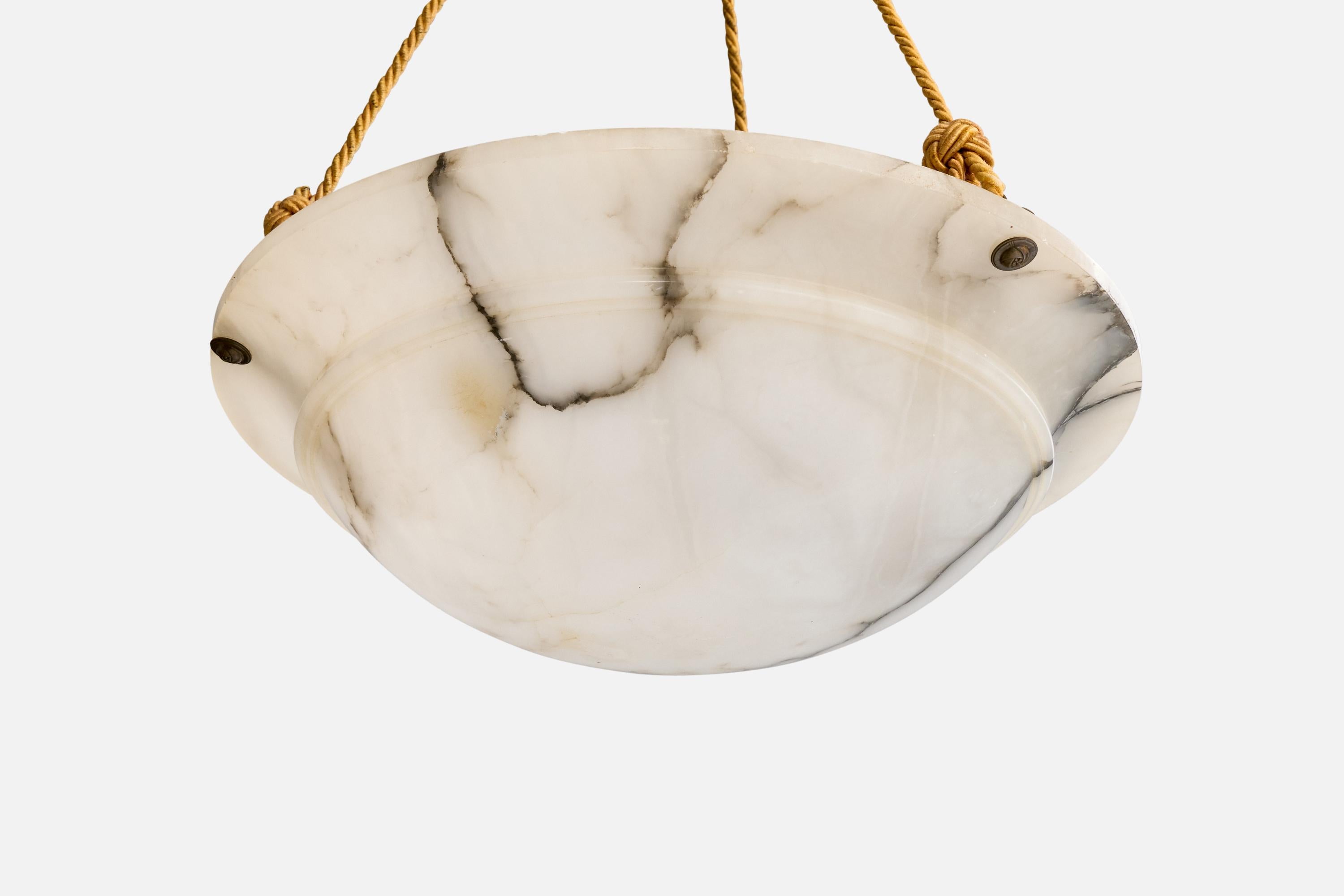 Svedese Designer svedese, lampada a sospensione, alabastro, corda, Svezia, anni '30 in vendita