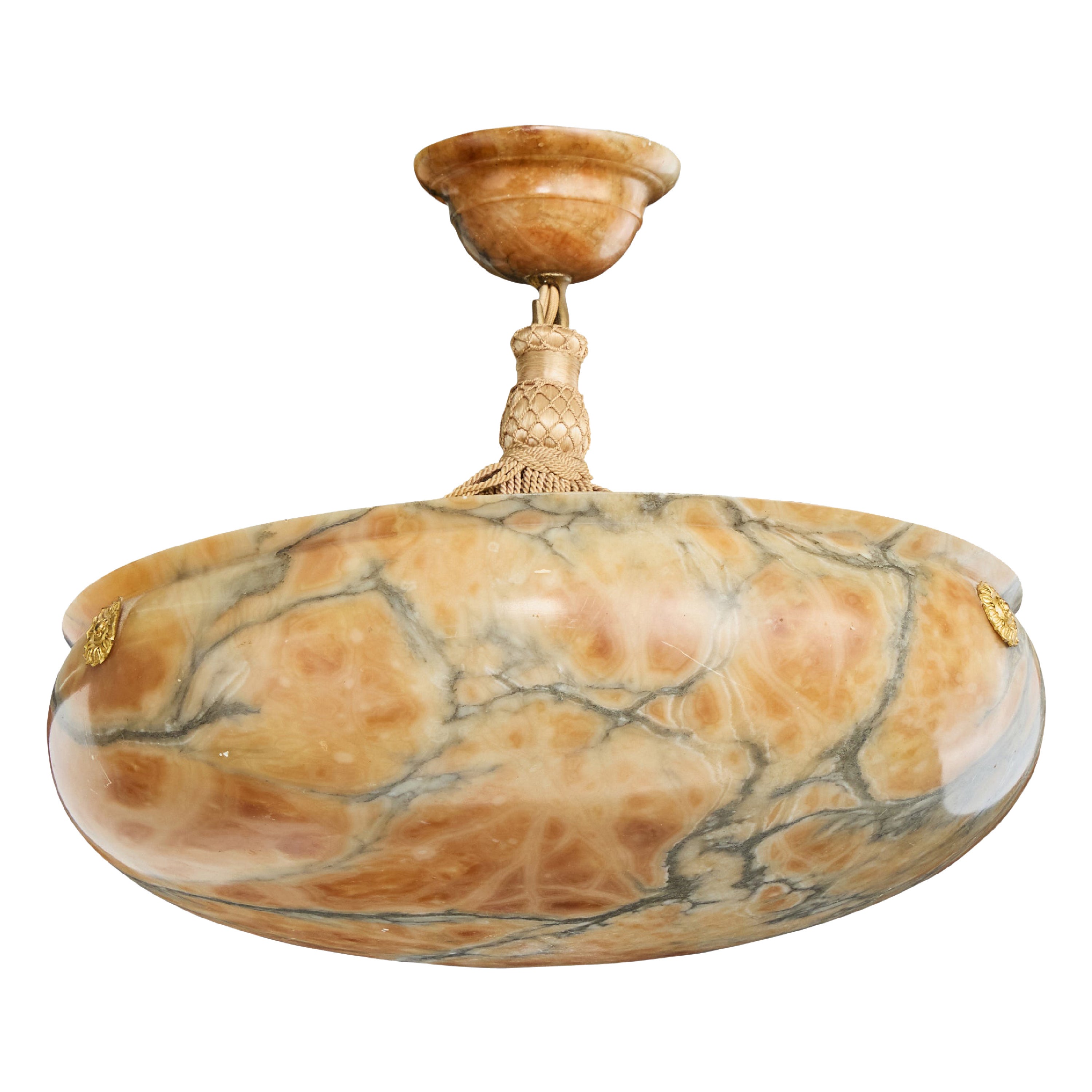 Swedish Designer, Pendant Light, Alabaster, Rope, Sweden, 1930s For Sale