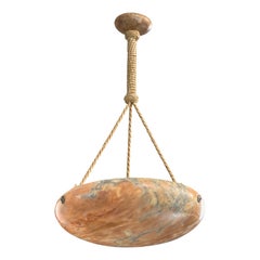 Swedish Designer, Pendant Light, Alabaster, Rope, Sweden, 1930s