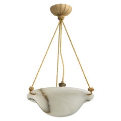 Designer svedese, lampada a sospensione, alabastro, corda, Svezia, anni '30