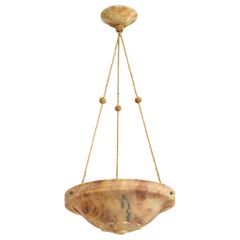 Swedish Designer, Pendant Light, Alabaster, Rope, Sweden, 1930s