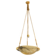 Swedish Designer, Pendant Light, Alabaster, Rope, Sweden, 1930s