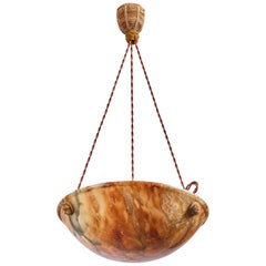 Swedish Designer, Pendant Light, Alabaster, Rope, Sweden, 1930s
