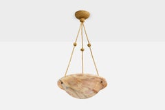 Swedish Designer, Pendant Light, Alabaster, Rope, Sweden, 1930s