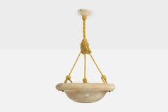 Swedish Designer, Pendant Light, Alabaster, Rope, Sweden, 1940s