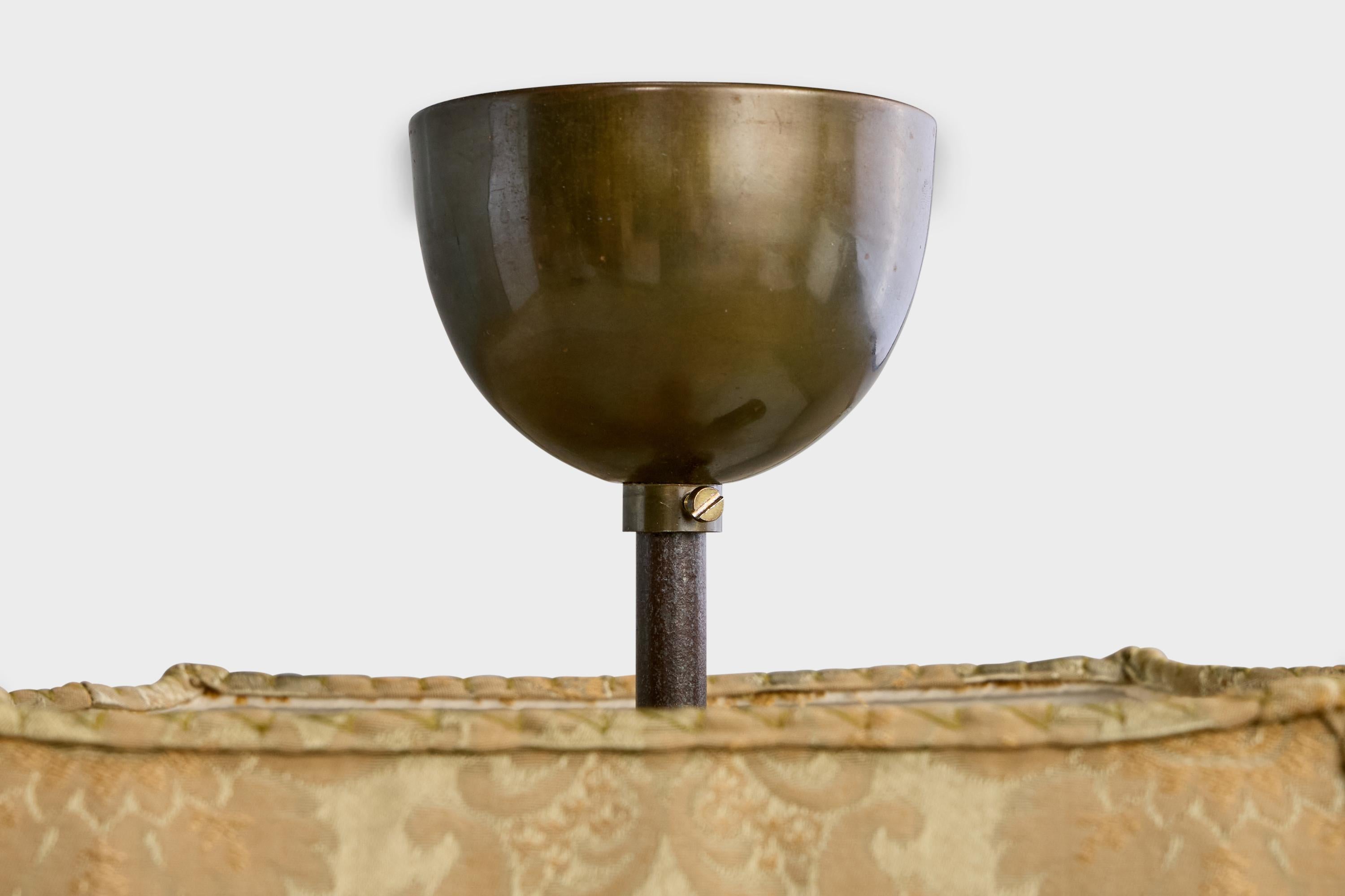 Designer svedese, lampada a sospensione, ottone, tessuto, Svezia, anni '1930 in vendita 2
