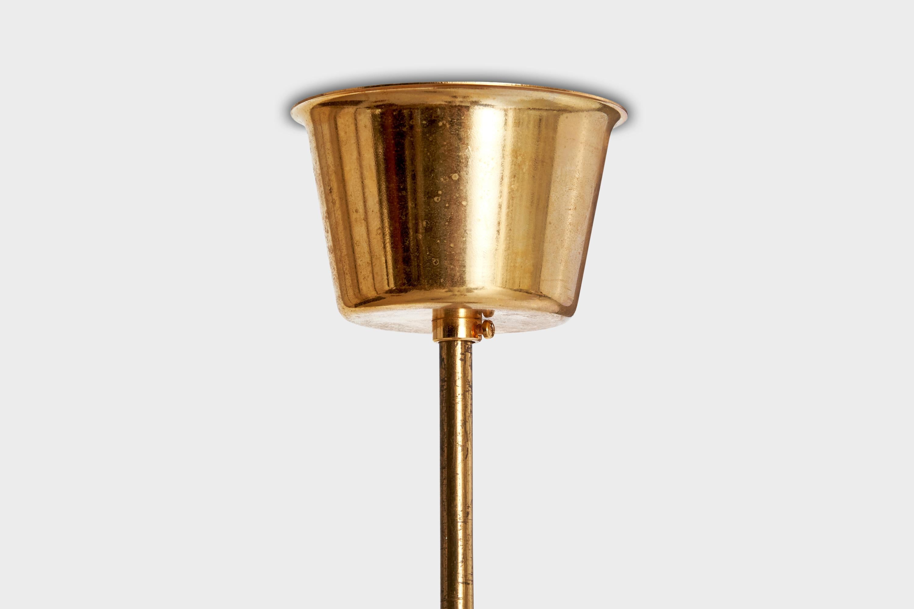 Designer svedese, lampada a sospensione, ottone, tessuto, Svezia, anni '40 in vendita 3