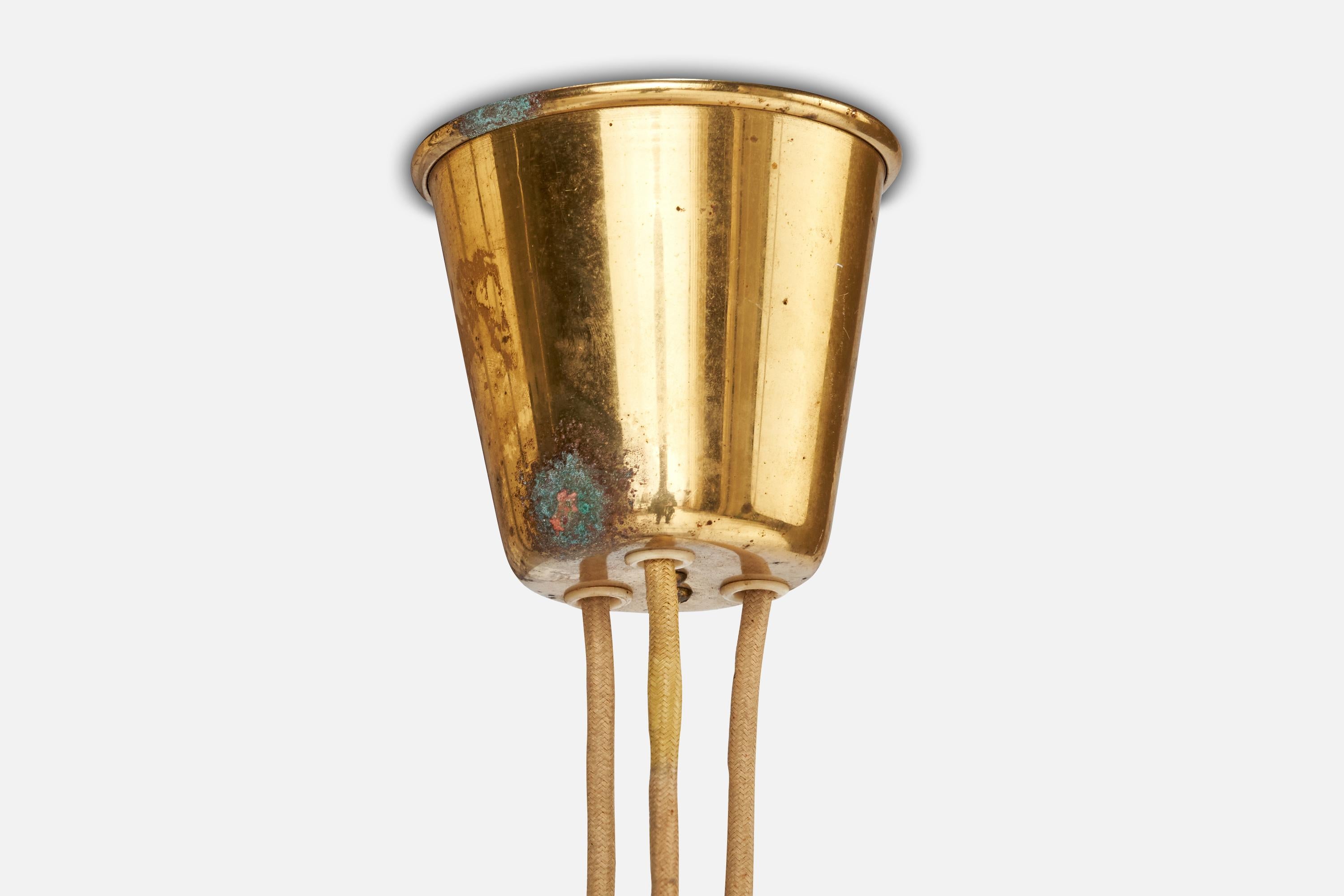 Nordiska Kompaniet, Lampada a sospensione, Ottone, Tessuto, Svezia, anni '40 in vendita 4