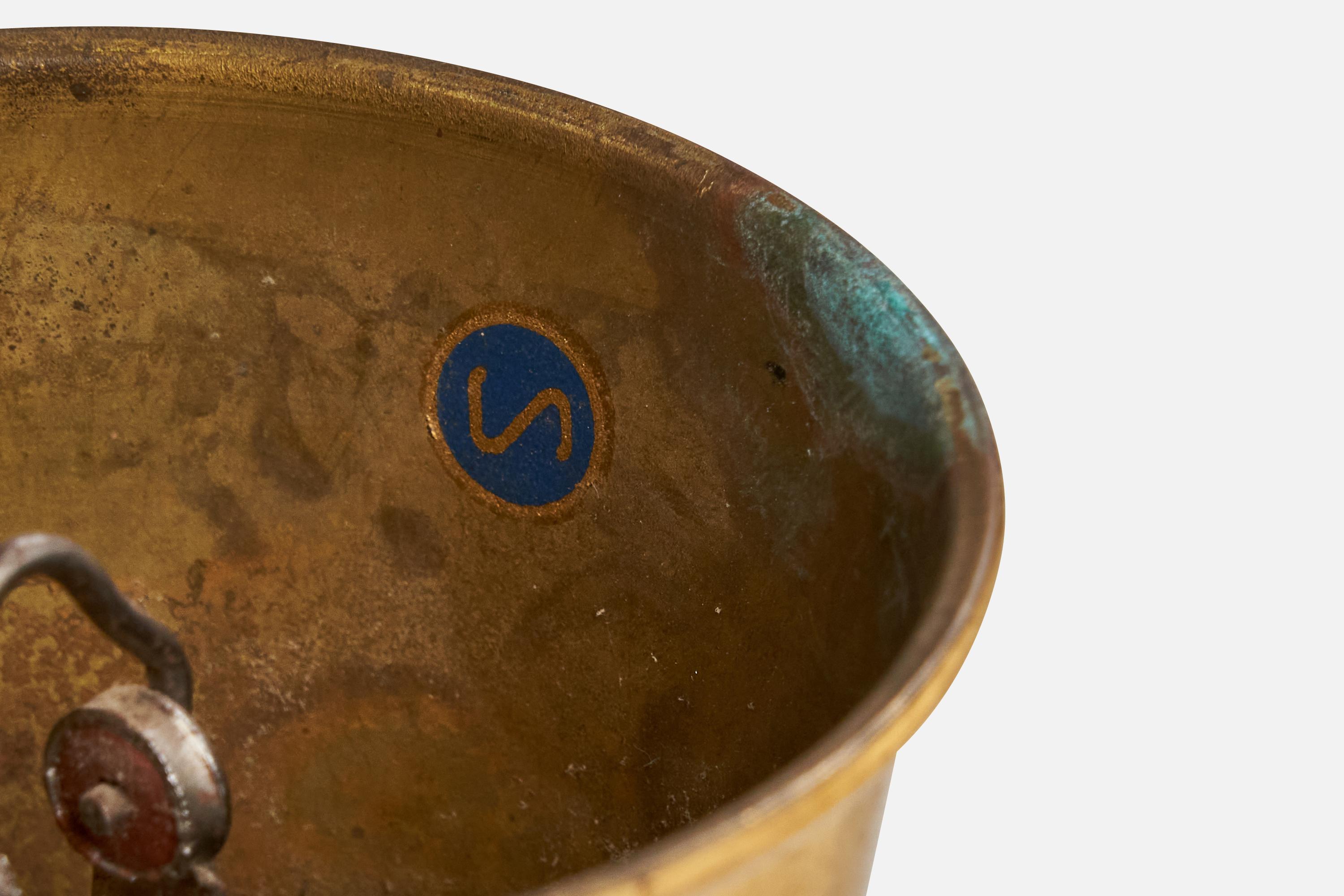 Nordiska Kompaniet, Lampada a sospensione, Ottone, Tessuto, Svezia, anni '40 in vendita 5
