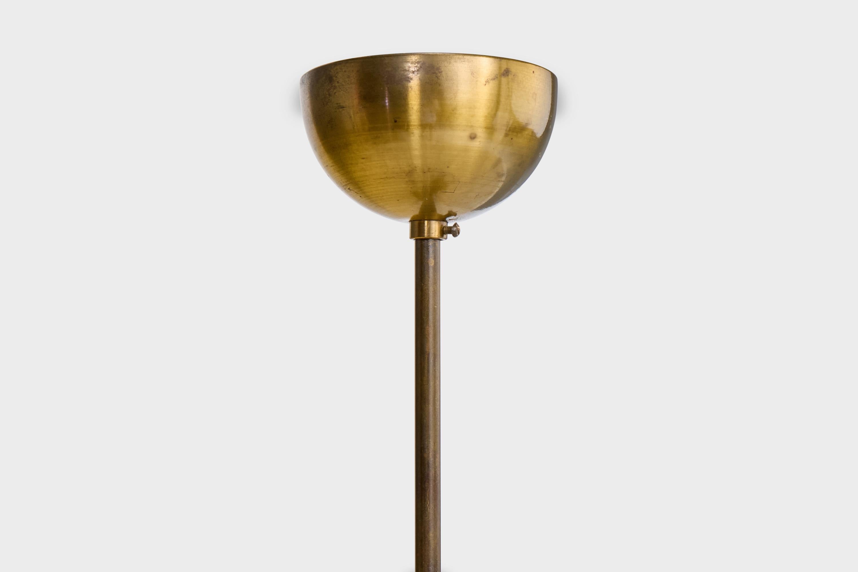 Designer svedese, lampada a sospensione, ottone, tessuto, Svezia, anni '40 in vendita 1