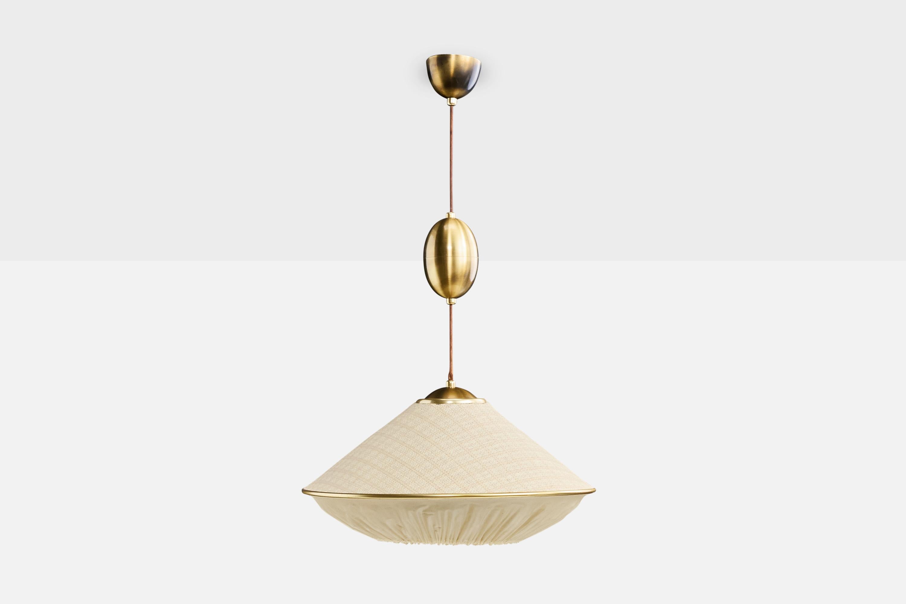 Suédois Designer suédois, Design-Light, laiton, tissu, Suède, années 1950 en vente