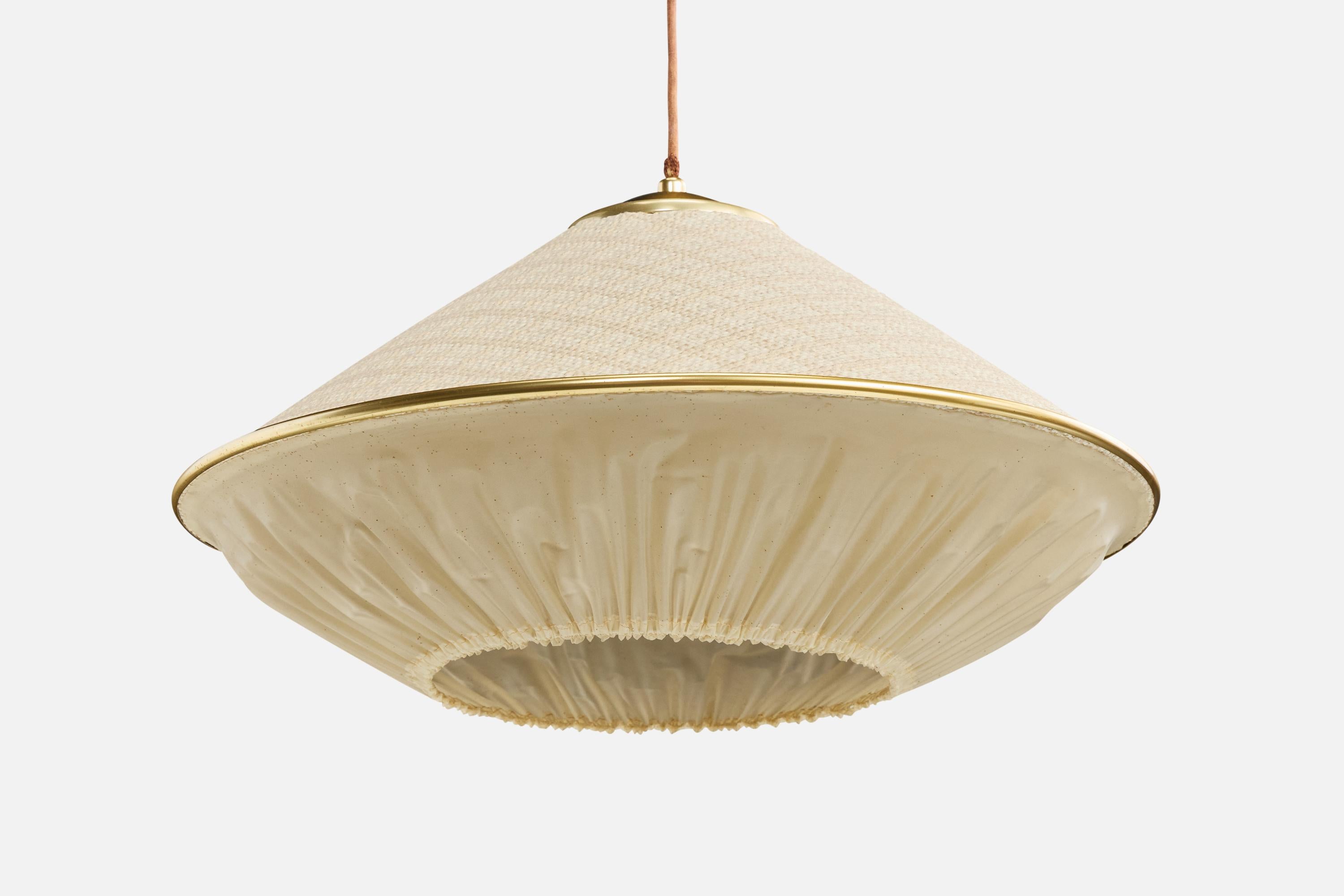 Milieu du XXe siècle Designer suédois, Design-Light, laiton, tissu, Suède, années 1950 en vente