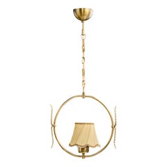 Designer svedese, lampada a sospensione, ottone, tessuto, Svezia, anni '50