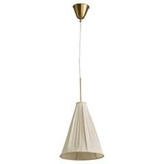 Designer svedese, lampada a sospensione, ottone, tessuto, Svezia, anni '50