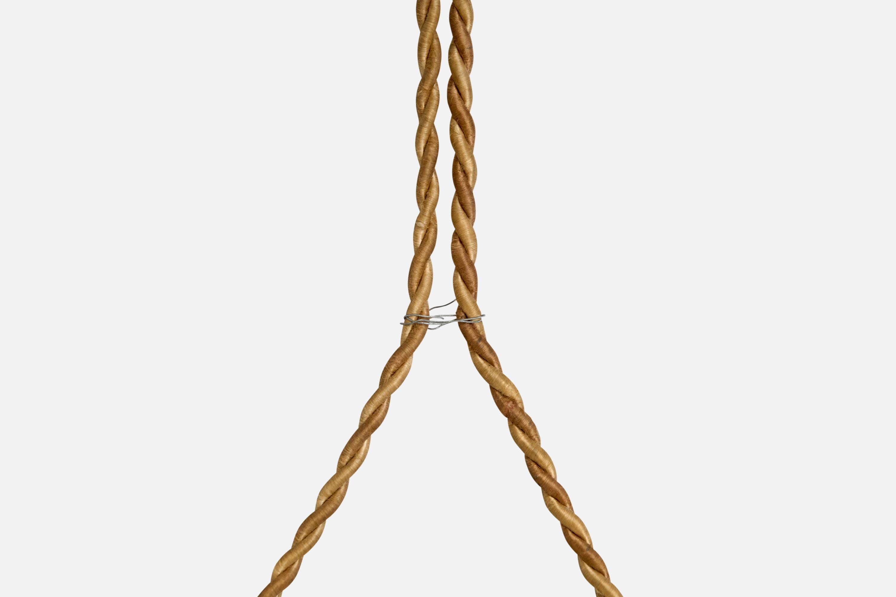 Designer svedese, lampada a sospensione, ottone, vetro, corde, Svezia, anni '40 in vendita 4