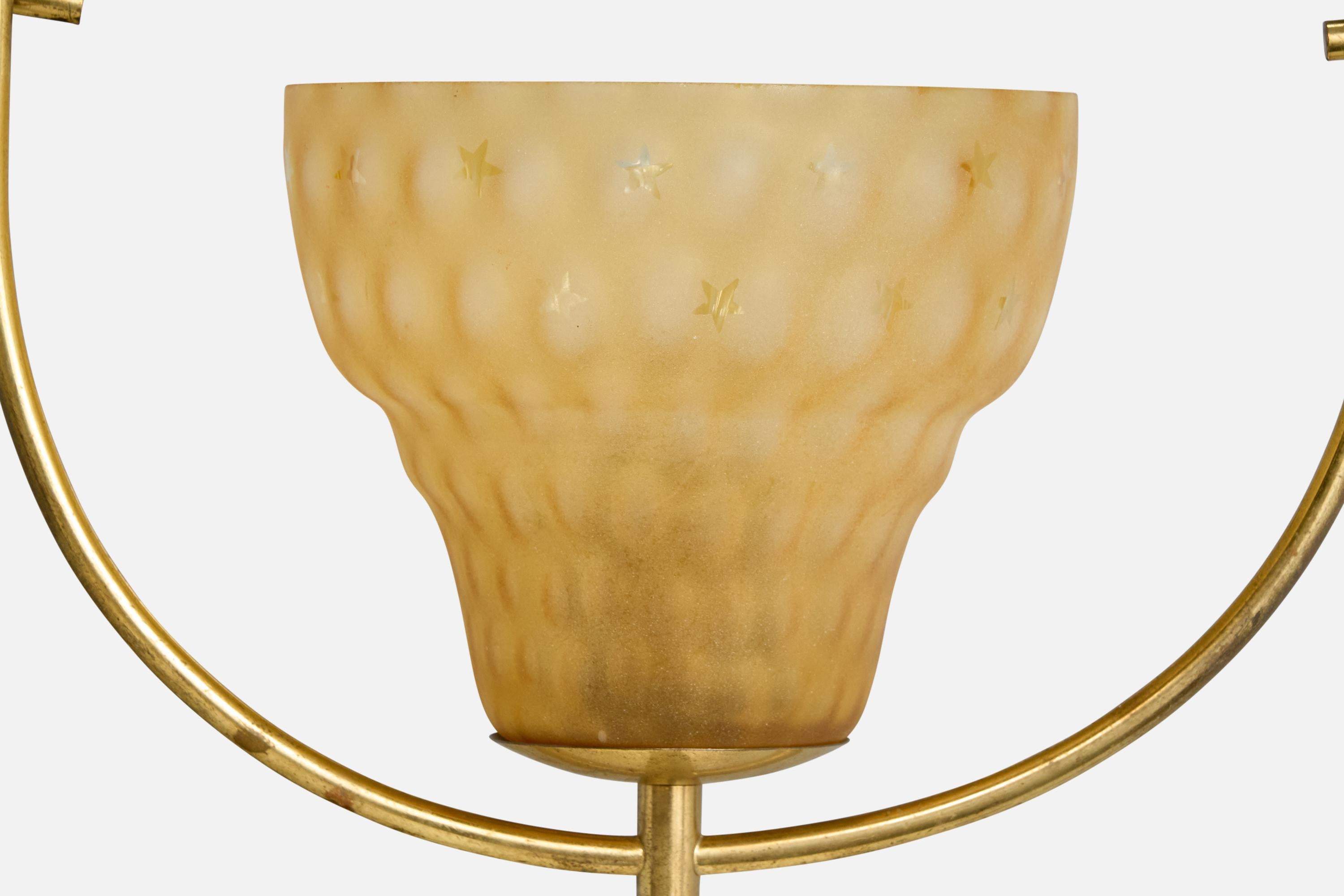 Designer svedese, lampada a sospensione, ottone, vetro, corde, Svezia, anni '40 in vendita 1