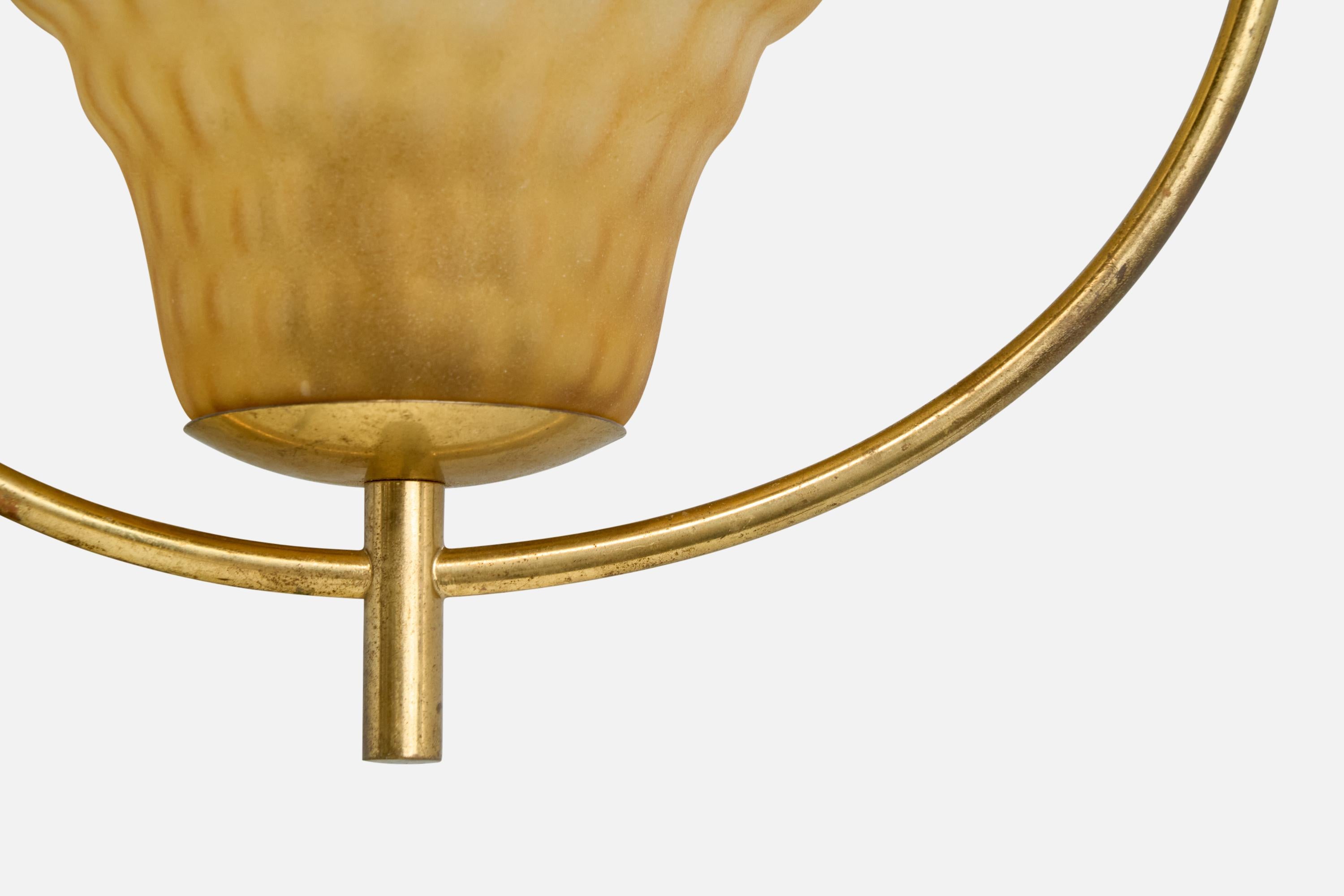 Designer svedese, lampada a sospensione, ottone, vetro, corde, Svezia, anni '40 in vendita 2